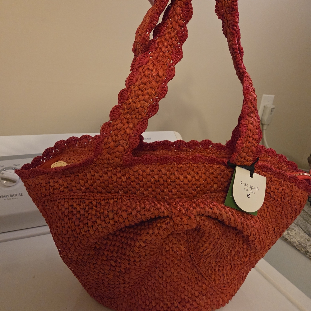 NWT Kate Spade Red Woven Tote Bag  Gorgeous Purse NEW